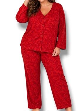 Croft & Barrow XXL 2X Red Paisley 2-Pc Pajama Set NWOT